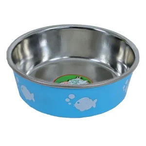 KATTEN EETBAK RVS VIS 11CM LICHTBLAUW