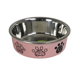 HONDEN EETBAK RVS PAW 13CM ROZE